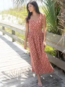 Courtney Maxi Dress - Rust Vines
