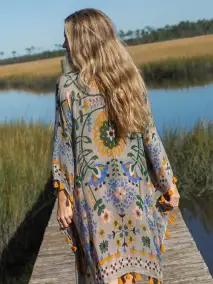 Soleil Tassel Kimono - Light Grey Mandala