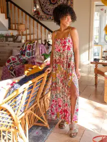 Patti Side Slit Maxi Dress - Vintage Summer Floral