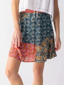Come Together Mini Skirt - Red Teal Medallion