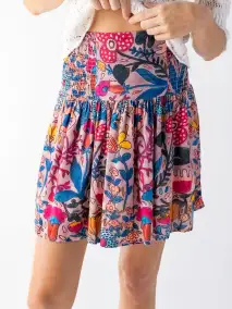 Malia Mini Skirt - Pink Flung Floral