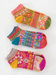 Cozy Ankle Socks. Set of 3 - Mustard Pink