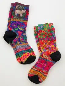 Printed Weekend Sock Set. Set of 2 - Better With A Dog