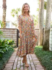 Rebecca Midi Dress - White Floral(XS)