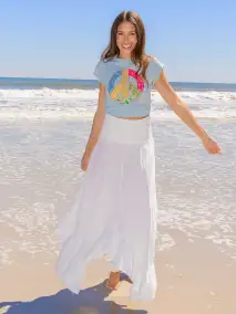 Feelin' Alive Convertible Cotton Midi Skirt - White