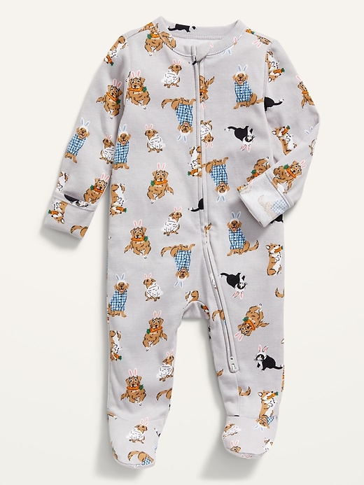 Matching Print Sleep & Play Footed Unisex One-Piece for Baby