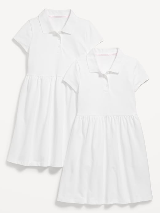 School Uniform Fit and Flare Pique Polo Dress 2-Pack for Girls