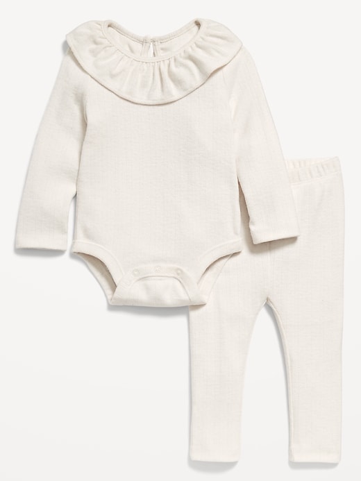 Ruffled Pointelle-Knit Bodysuit and Pants Set for Baby