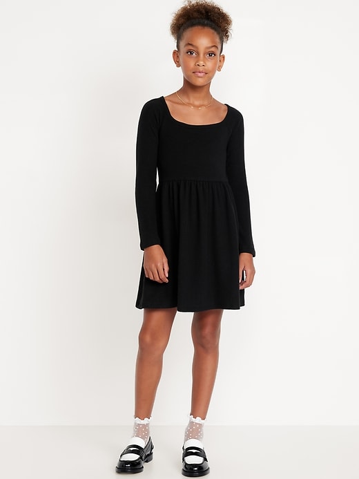 Long-Sleeve Square-Neck Fit and Flare Dress for Girls