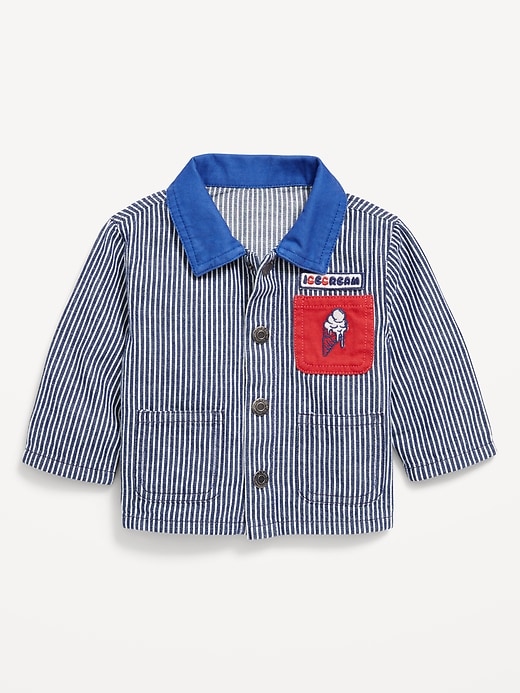 Printed Loose Collared Twill Jacket for Baby