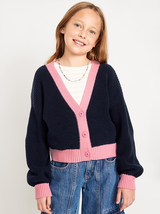 Printed Button-Front Cardigan Sweater for Girls