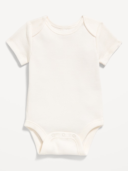 Unisex Short-Sleeve Waffle-Knit Bodysuit for Baby
