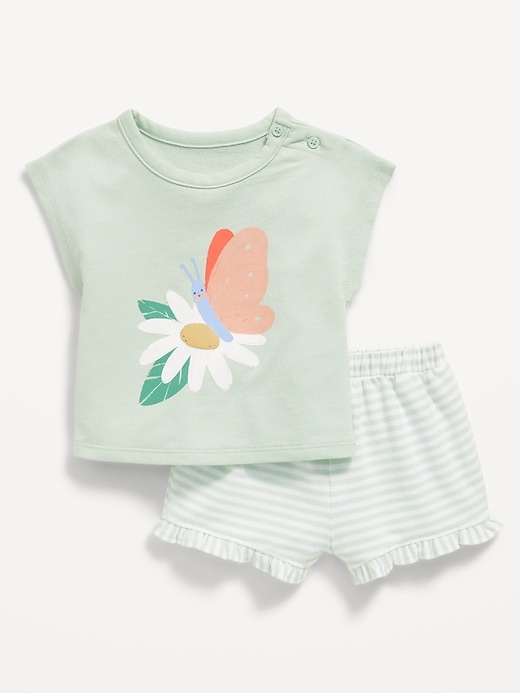 French-Terry Graphic Top and Shorts Set for Baby