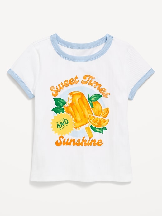 Fitted Ribbed Graphic T-Shirt for Girls