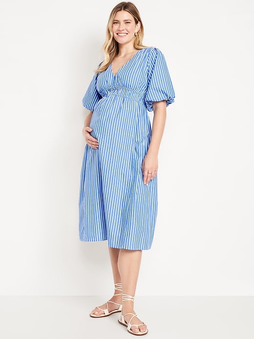 Maternity Waist-Defined Midi Dress