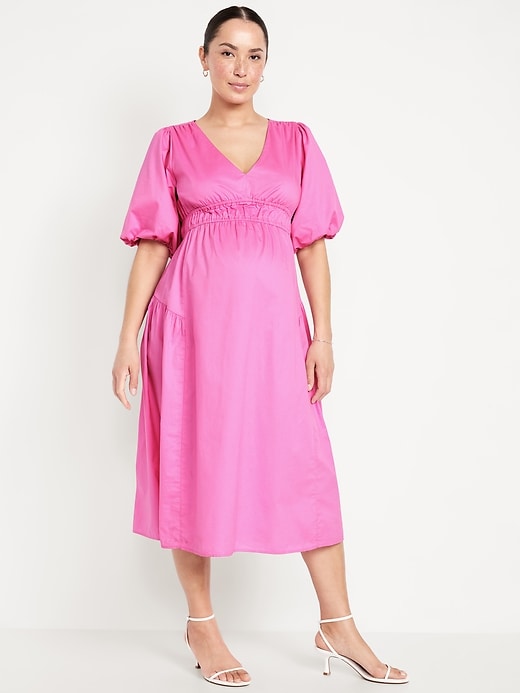 Maternity Waist-Defined Midi Dress