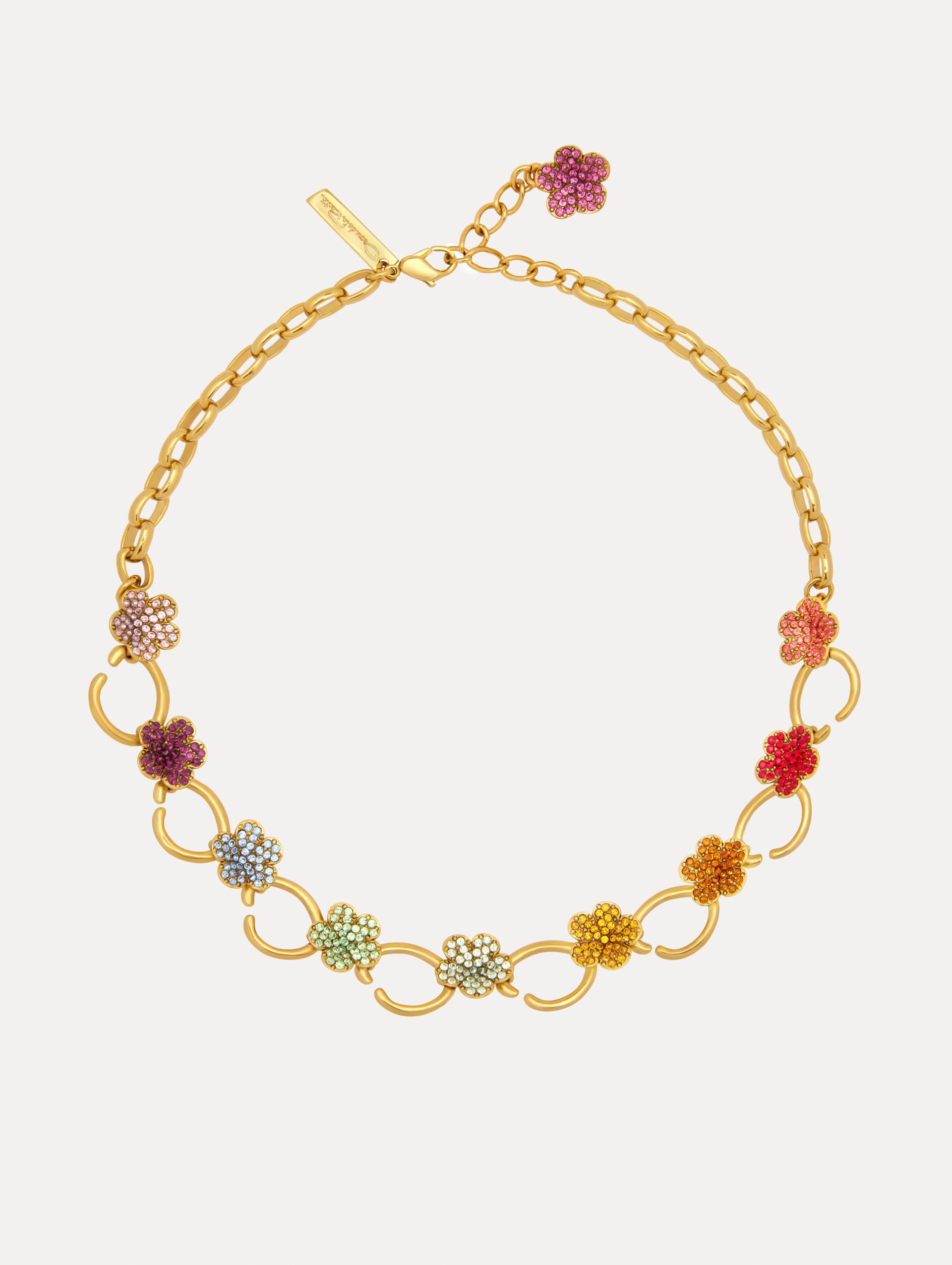 Crystal Flower O Chain-Link Necklace