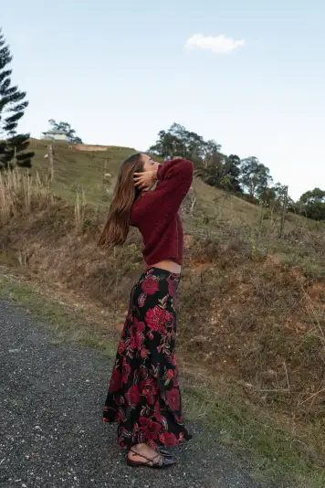 Evie Maxi Skirt - Black Floral(XS)