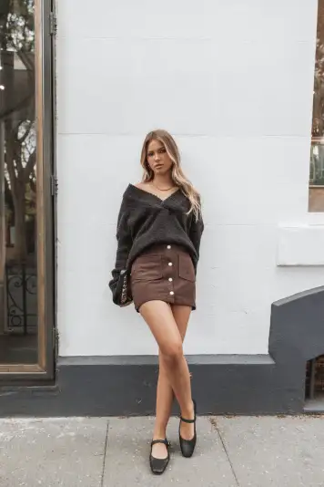 Alexis Corduroy Mini Skirt - Chocolate Brown(2)