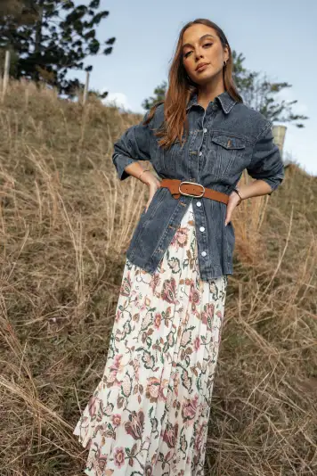Michael Pleated Midi Skirt - Paisley Floral(XS)