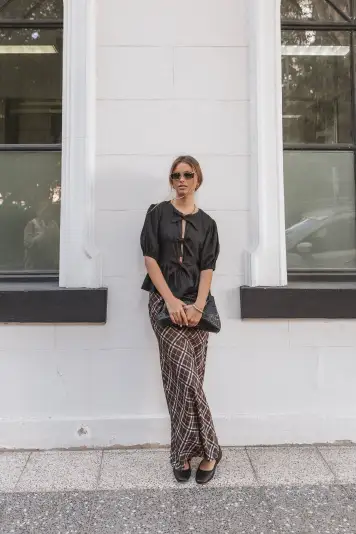 Sandra Midi Skirt - Brown Check(XS)