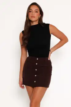 Alexis Corduroy Mini Skirt - Chocolate Brown(2)