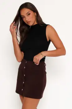 Alexis Corduroy Mini Skirt - Chocolate Brown(2)
