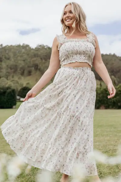 Amberlyn Maxi Skirt - Pink Floral(XS)
