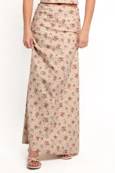 Annly Maxi Skirt - Red Floral(XS)