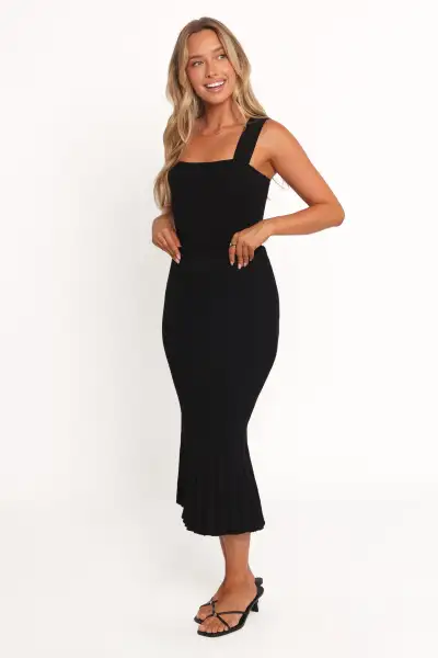 Balla Rib Knit Midi Skirt - Black(XS)