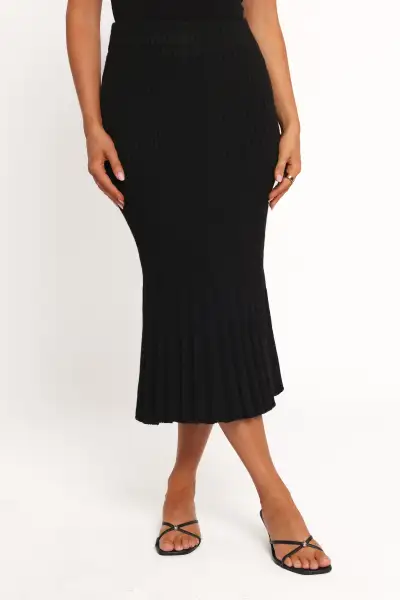 Balla Rib Knit Midi Skirt - Black(XS)