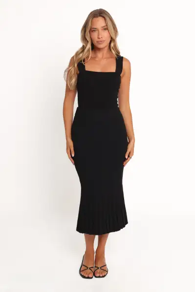 Balla Rib Knit Midi Skirt - Black(XS)
