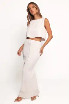 Charlotte Textured Maxi Skirt - White(S)