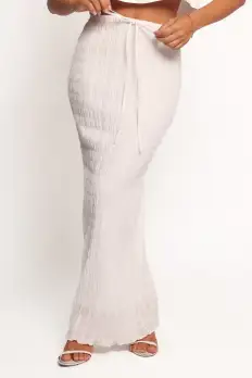Charlotte Textured Maxi Skirt - White(S)