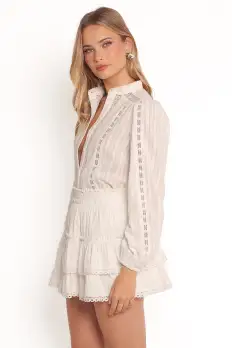Charpelle Tiered Ruffle Mini Skirt - White(XS)