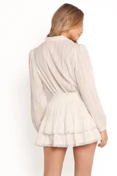 Charpelle Tiered Ruffle Mini Skirt - White(XS)