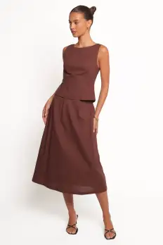 Chiaro Midi Skirt - Brown(XS)