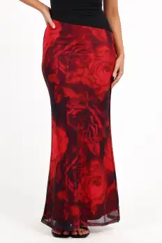 Cici Maxi Skirt - Rose Print(XS)