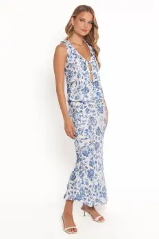 Claud Maxi Skirt - Blue White Floral(XS)