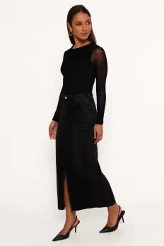 Dana Denim Midi Skirt - Black Wash(2)