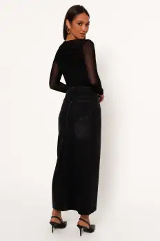 Dana Denim Midi Skirt - Black Wash(2)