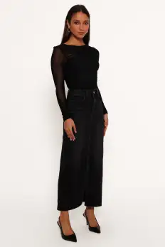 Dana Denim Midi Skirt - Black Wash(2)