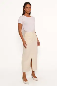 Kellen Corduroy Midi Skirt - Cream(S)