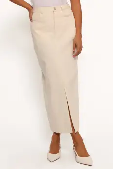 Kellen Corduroy Midi Skirt - Cream(S)