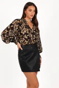 Rebecca Faux Leather Mini Skirt - Black(XS)