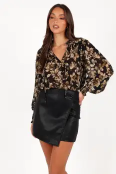 Rebecca Faux Leather Mini Skirt - Black(XS)