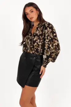 Rebecca Faux Leather Mini Skirt - Black(XS)