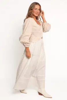 Darlia Tiered Maxi Skirt - White(XS)