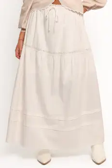 Darlia Tiered Maxi Skirt - White(XS)