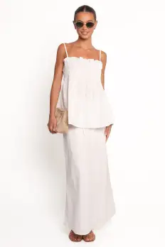 Elena Cotton Maxi Skirt - White(XS)